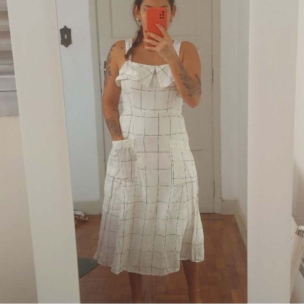 Mango 100% Linen Midi Dress